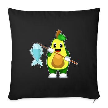 Pêche au poisson pêcheur avocat - Housse de coussin décorative 45 x 45 cm - noir - Devant