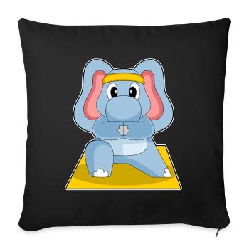 Gymnastique de fitness de yoga d’éléphant - Housse de coussin décorative 45 x 45 cm - noir - Devant