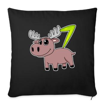 7th Birthday Motif Moose - Seven Years Old - Sofa pillowcase 17,3'' x 17,3'' (45 x 45 cm) - black - Front
