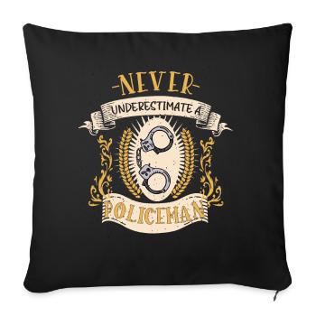 Officier de police, application de la loi, cadeau drôle - Housse de coussin décorative 45 x 45 cm - noir - Devant