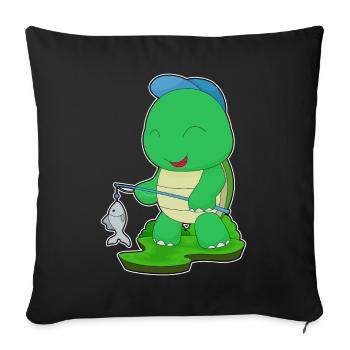 Pêche au poisson tortue - Housse de coussin décorative 45 x 45 cm - noir - Devant