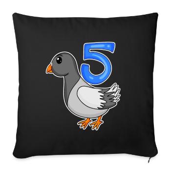 5th Birthday Motif Dove - Five Years Old - Sofa pillowcase 17,3'' x 17,3'' (45 x 45 cm) - black - Front