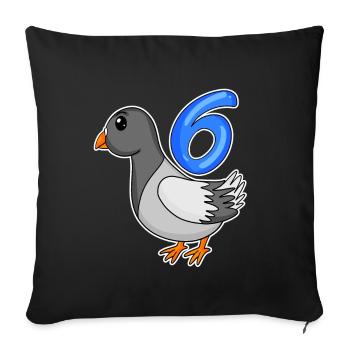 6th Birthday Motif Dove - Six Years Old - Sofa pillowcase 17,3'' x 17,3'' (45 x 45 cm) - black - Front