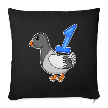 1 an - Inscription à l’école - Motif colombe - Numéro 1 - Housse de coussin décorative 45 x 45 cm - noir - Devant