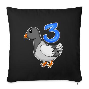 Motif 3ème anniversaire Colombe - Trois ans - Housse de coussin décorative 45 x 45 cm - noir - Devant