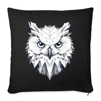 geometrische Schnee-Eule- Polygonen Motiv - Sofakissenbezug 45 x 45 cm - Schwarz - Vorne