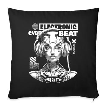 DJ T-Shirt – Futuristic Woman & Headphones! - Sofa pillowcase 17,3'' x 17,3'' (45 x 45 cm) - black - Front