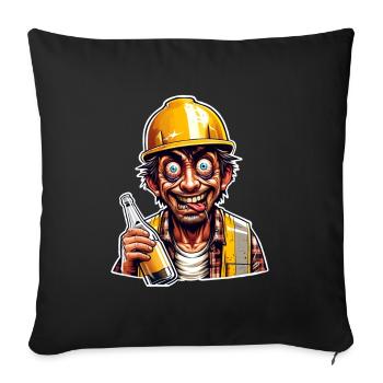Construction Worker Beer Drunk Funny - Sofa pillowcase 17,3'' x 17,3'' (45 x 45 cm) - black - Front