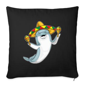 Musique de hochet de musicien de dauphins - Housse de coussin décorative 45 x 45 cm - noir - Devant