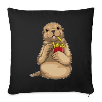Seal French fries - Sofa pillowcase 17,3'' x 17,3'' (45 x 45 cm) - black - Front