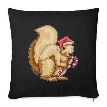 Canne de Noël écureuil - Housse de coussin décorative 45 x 45 cm - noir - Devant