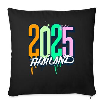 Voyage de vacances en Thaïlande 2025 - Housse de coussin décorative 45 x 45 cm - noir - Devant