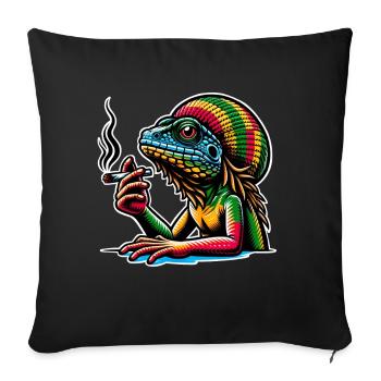 Echse Kiffen Cannabis - Sofakissenbezug 45 x 45 cm - Schwarz - Vorne