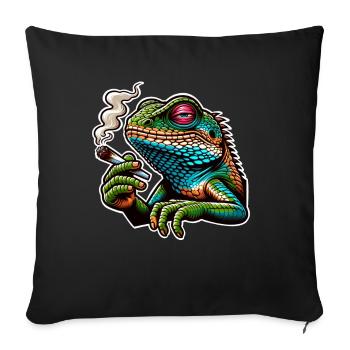 Kiffen Cannabis Echse - Sofakissenbezug 45 x 45 cm - Schwarz - Vorne