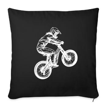 Fille de vélo de montagne - Housse de coussin décorative 45 x 45 cm - noir - Devant