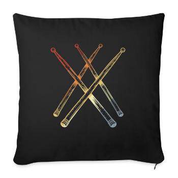 Retro Drumsticks Sketch - Sofa pillowcase 17,3'' x 17,3'' (45 x 45 cm) - black - Front