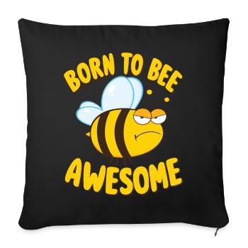 Dicton d’abeille né pour être génial - Housse de coussin décorative 45 x 45 cm - noir - Devant