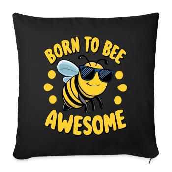 Drôle d’abeille disant Né pour être génial - Housse de coussin décorative 45 x 45 cm - noir - Devant
