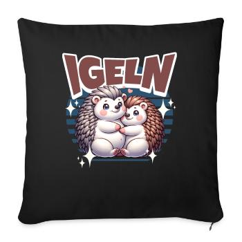 Igel Kuscheln Igeln - Sofakissenbezug 45 x 45 cm - Schwarz - Vorne