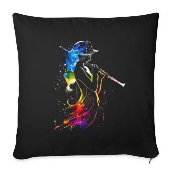 Flötenspielerin Retrowave - Sofakissenbezug 45 x 45 cm - Schwarz - Vorne