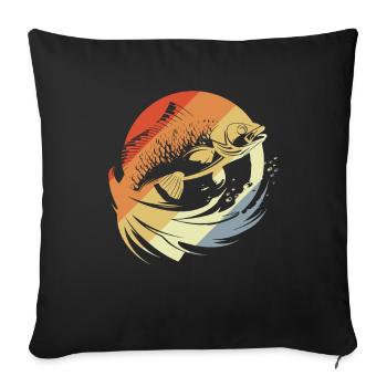 Fish Graphic Retro Look - Sofa pillowcase 17,3'' x 17,3'' (45 x 45 cm) - black - Front