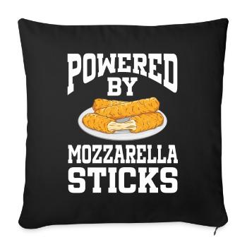 Powered By Mozzarella Sticks - Sofa pillowcase 17,3'' x 17,3'' (45 x 45 cm) - black - Front