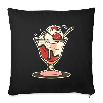 Ice cream sundae Drawing - Sofa pillowcase 17,3'' x 17,3'' (45 x 45 cm) - black - Front