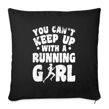Fille qui court - Housse de coussin décorative 45 x 45 cm - noir - Devant