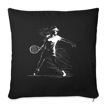 Tennisspielerin Skizze - Sofakissenbezug 45 x 45 cm - Schwarz - Vorne