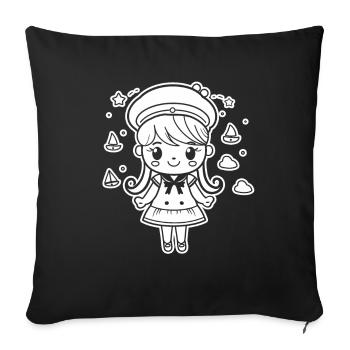 Sailor Girl Cartoon Look - Sofa pillowcase 17,3'' x 17,3'' (45 x 45 cm) - black - Front