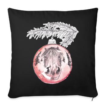 Weihnachtskugel Merry Christmas rot Pferd - Sofakissenbezug 45 x 45 cm - Schwarz - Vorne