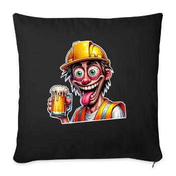 Construction Worker Beer Drunk Funny - Sofa pillowcase 17,3'' x 17,3'' (45 x 45 cm) - black - Front