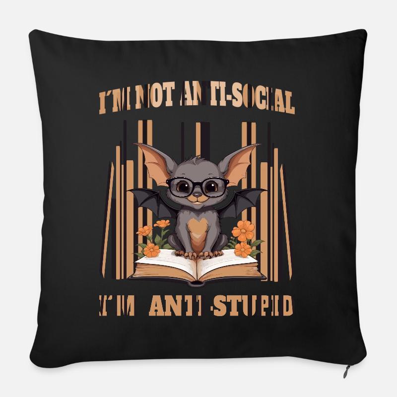 Süße schlaue Fledermaus - Sofakissenbezug 45 x 45 cm - Schwarz