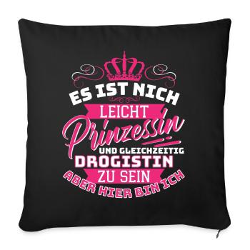 PRINCESS & DRUGGIST - NOT EASY, BUT HERE - Sofa pillowcase 17,3'' x 17,3'' (45 x 45 cm) - black - Front