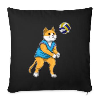 Chat Joueur de volley-ball Volley-ball - Housse de coussin décorative 45 x 45 cm - noir - Devant