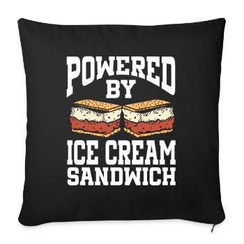 Powered By Ice Cream Sandwich - Sofa pillowcase 17,3'' x 17,3'' (45 x 45 cm) - black - Front