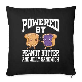 Powered By Peanut Butter And Jelly Sandwich - Sofakissenbezug 45 x 45 cm - Schwarz - Vorne