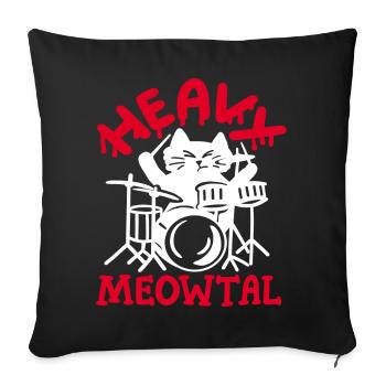 Schlagzeug Katze Schlagzeuger - Sofakissenbezug 45 x 45 cm - Schwarz - Vorne