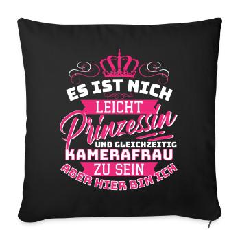 Princesse et camérawoman - me voilà ! - Housse de coussin décorative 45 x 45 cm - noir - Devant