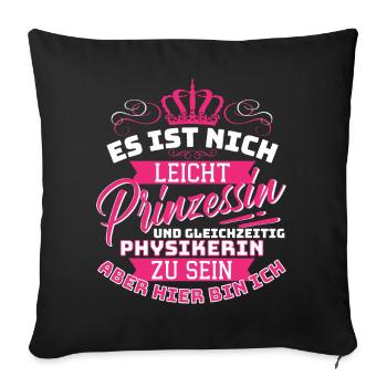 Princesse et physicienne - Drôle de profession de physique - Housse de coussin décorative 45 x 45 cm - noir - Devant