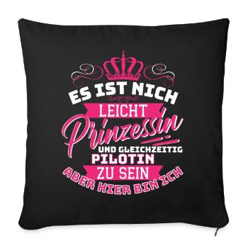 Princess & Pilot - Cool Pilot Saying - Sofa pillowcase 17,3'' x 17,3'' (45 x 45 cm) - black - Front