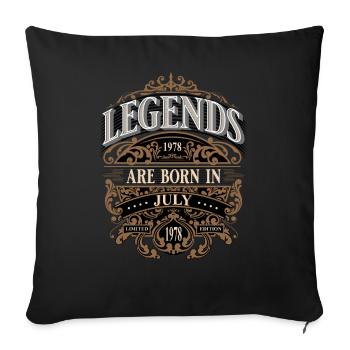 1978 Juillet Naissance Année de naissance - Housse de coussin décorative 45 x 45 cm - noir - Devant