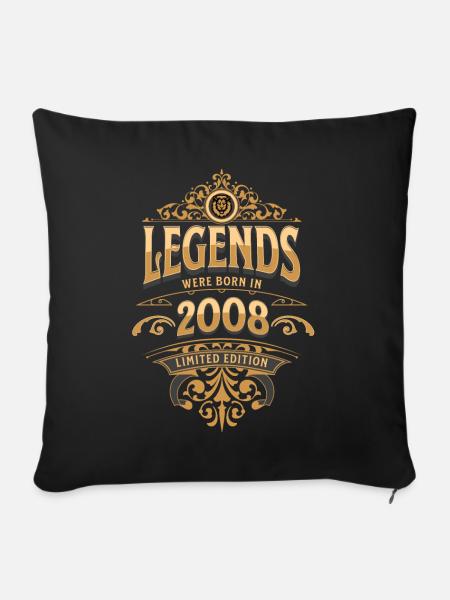2008 Legende Geburtstag 2008 Geburtsjahr - Sofakissenbezug 45 x 45 cm - Schwarz