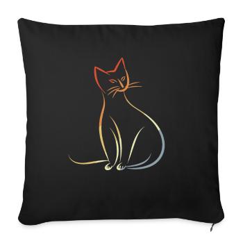 Croquis de chat rétro - Housse de coussin décorative 45 x 45 cm - noir - Devant