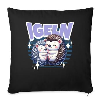 Igel Kuscheln Igeln - Sofakissenbezug 45 x 45 cm - Schwarz - Vorne