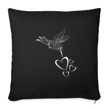 colibri avec des cœurs - Housse de coussin décorative 45 x 45 cm - noir - Devant