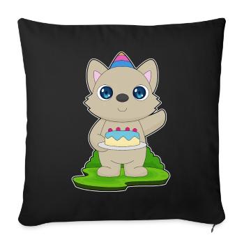 Gâteau d’anniversaire pour chat - Housse de coussin décorative 45 x 45 cm - noir - Devant