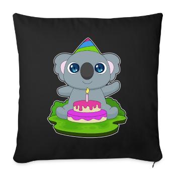 Gâteau d’anniversaire Koala - Housse de coussin décorative 45 x 45 cm - noir - Devant