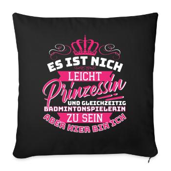 Princess & Badminton Player - Fun - Sofa pillowcase 17,3'' x 17,3'' (45 x 45 cm) - black - Front