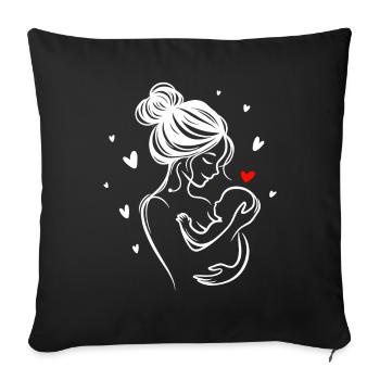 You are my little great love – mother and child - Sofa pillowcase 17,3'' x 17,3'' (45 x 45 cm) - black - Front